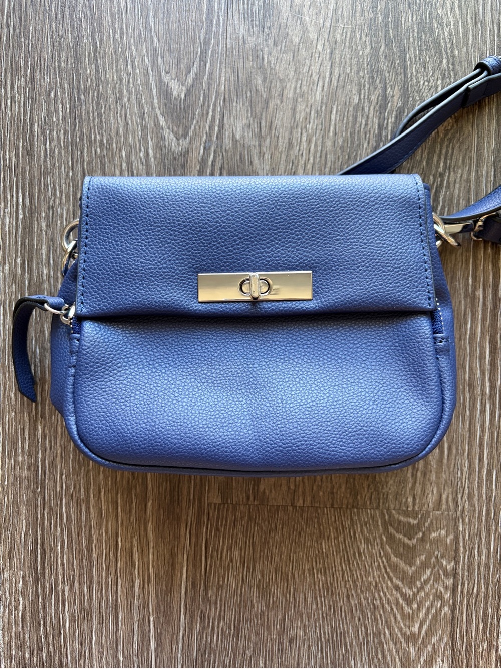 Charming Charlie Navy Blue Pebbled Leather Crossbody Bag